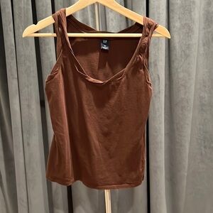 Brown Gap Tank top with twist trim